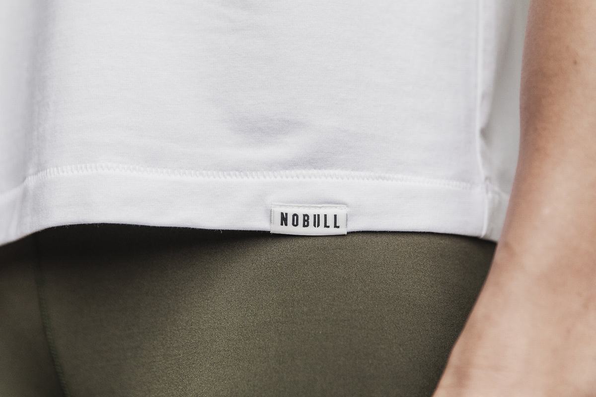 Nobull Lightweight Boxy Women's T Shirts White | Australia (QR4216)